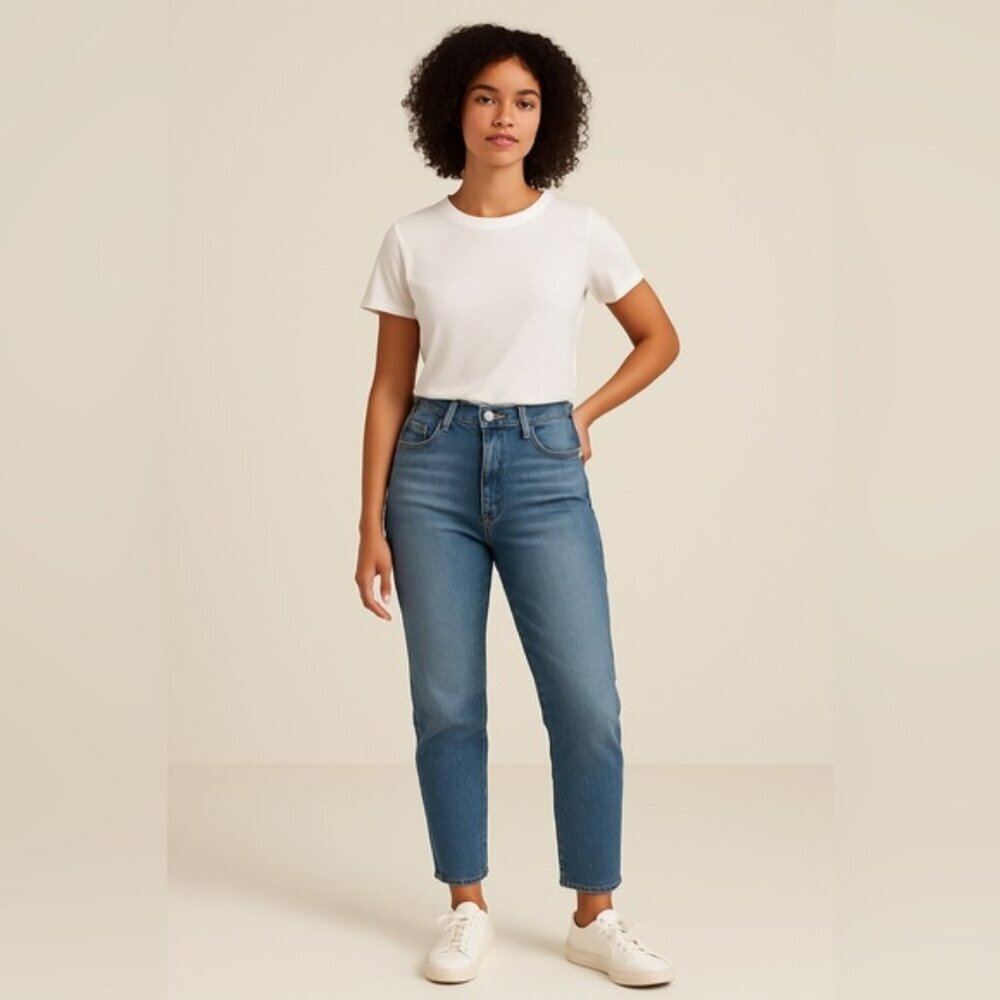 Everlane The Curvy Cheeky Jean Women’s Size 30 Ankle Raw Hem Blue Denim